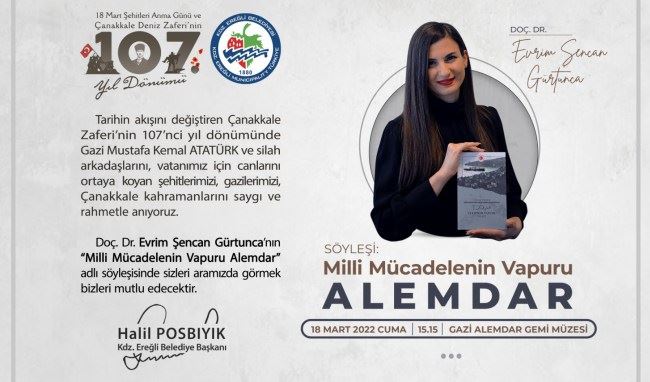 Kdz.Ereğli Belediyesinden Milli Mücadelenin Vapuru Alemdar söyleşisine davet