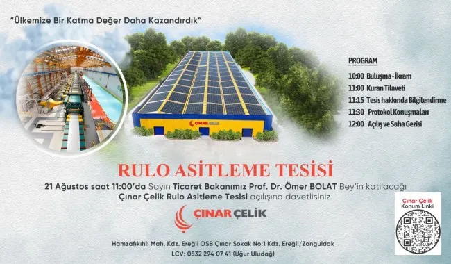 Çınar Çelik’ten Yeni Rulo Asitleme Tesisi Açılışı